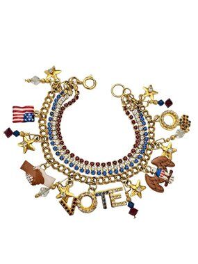 Lunch At The Ritz Patriotic Bracelet Flag Eagle Vote Charms J839